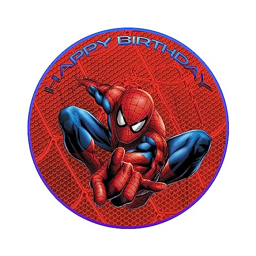 YummyArt Edible Cake Topper - essbare Spiderman Tortenaufleger aus Fondant 20cm Durchmesser Spiderman Torte kompatibel mit Tortenaufleger Spiderman - Made in Germany von YummyArt Edible Cake Topper