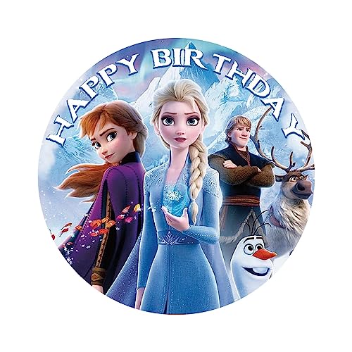 YummyArt Edible Cake Topper - essbare frozen Tortenaufleger aus Fondant 20cm Durchmesser für eine frozen kuchendeko kompatibel mit frozen Tortenaufleger essbar und Tortenaufleger Frozen 002 von YummyArt Edible Cake Topper