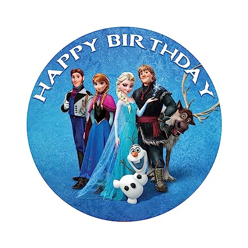 YummyArt Edible Cake Topper - essbare frozen Tortenaufleger aus Fondant 20cm Durchmesser für eine frozen kuchendeko kompatibel mit frozen Tortenaufleger essbar und Tortenaufleger Frozen 003 von YummyArt Edible Cake Topper