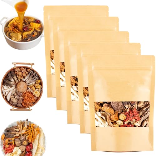 ZANWANXIN Soup Package Of 11 Types Of Mushrooms, Nutritious Mushroom and Herb Soup Set, Everyday Nourishing Liver Herb Soup, Suitable for breakfast, lunch and dinner (5 Pack, One taste) von ZANWANXIN