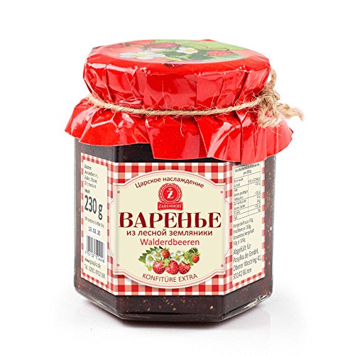 Konfitüre EXTRA aus Walderdbeeren (лесная земляника), 370g – Premium Wild Strawberries Marmelade, handgepflückt, intensiver Geschmack, ohne künstliche Zusätze von ZARENHOFF