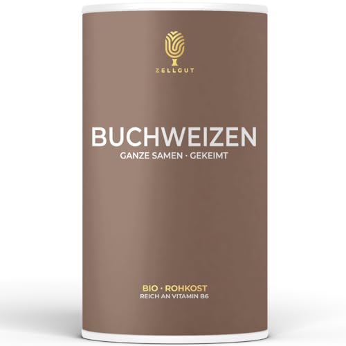 ZELLGUT© BIO BUCHWEIZEN - ganze Samen GEKEIMT 800g • BASISCH • 100% ROHKOST-QUALITÄT • GLUTENFREI • aus EU-Bio-Landwirtschaft • Reich an Magnesium, Kalzium, Kalium und Eisen von ZELLGUT