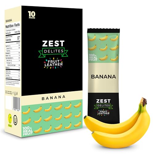 Zest Delites Fruchtriegel, Apple-Basiert Gesunde Snacks, Glutenfreie Süßigkeiten, Vegane Süßigkeiten Ohne Zusatz von Zucker, Low Calorie, Banane 25g x 10 von ZEST Delites