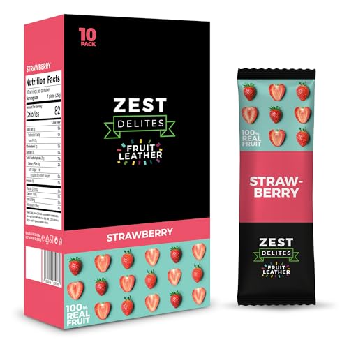 Zest Delites Fruchtriegel, Apple-Basiert Gesunde Snacks, Glutenfreie Süßigkeiten, Vegane Süßigkeiten Ohne Zusatz von Zucker, Low Calorie, Erdbeere 25g x 10 von ZEST Delites