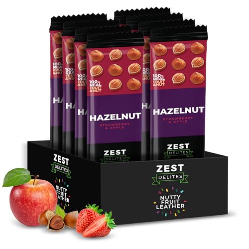 Zest Delites Fruit Roll Ups mit Haselnuss, Gesunde Snacks, Fruchtriegel, Vegane Glutenfrei Snacks Gesund, Früchte Massen Varietät Snack Packung, 25 gr x 8 von ZEST Delites