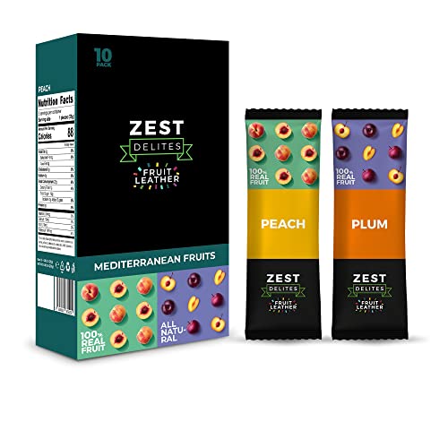 Zest Delites Fruchtriegel, Apple-Basiert Gesunde Snacks, Glutenfreie Süßigkeiten, Vegane Süßigkeiten Ohne Zusatz von Zucker, Low Calorie, Pfirsich, Pflaume 25g x 10 von ZEST Delites