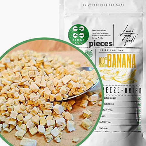 Gefriergetrocknete Bananenstücke | Getrocknete Bananen Ohne Zucker | Gefriergetrocknet Banan | Trockenfrüchte Bananen | Bananen Frisch Gefriergetrocknete Früchte | Freeze Dried Fruit Banana Pieces von ZINGY ZOO