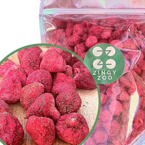 Gefriergetrocknete Erdbeeren | XL 300g Ganze Gefriergetrocknete Früchte Gefriergetrocknet | Getrocknete Früchte Ohne Zucker | Getrocknete Erdbeeren Gefriergetrocknet | Gefriergetrocknetes Obst von ZINGY ZOO