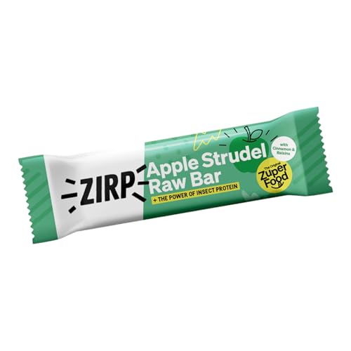 ZIRP Raw Bar Apple Strudel 40g - Insektenprotein-Roh-Fruchtriegel - 20 Prozent Proteinanteil - Laktosefrei - Kein Zusatz von Zucker ohne Getreide von ZIRP