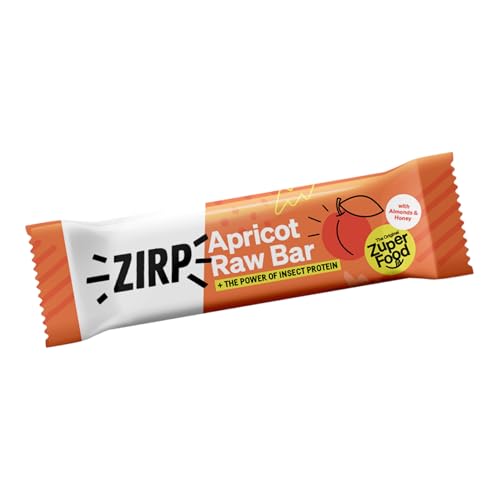 ZIRP Raw Bar Apricot 40g - Insektenprotein-Roh-Fruchtriegel - 22 Prozent Proteinanteil - Laktosefrei - Kein Zusatz von Zucker - ohne Getreide von ZIRP