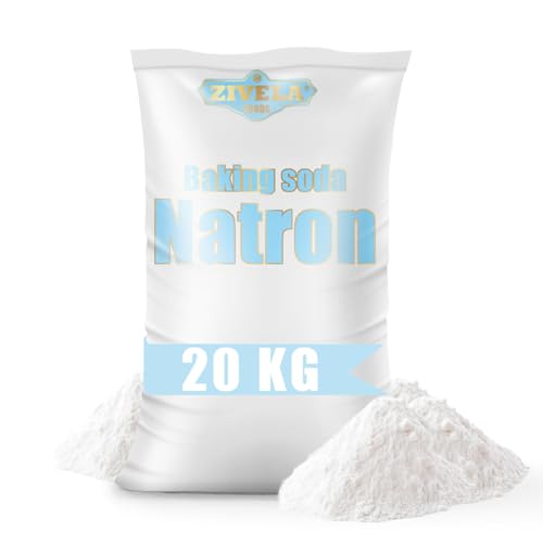 Natron pulver, Baking Soda 20kg | Natriumbicarbonat, Natriumsalz | 4x 5kg Natron E500 Backsoda 100% Rein, Lebensmittelqualität von ZIVELA