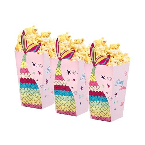 ZOOYOO 12 Stück Popcorn Tüten Klein Meerjungfrau - 5 * 7 * 10.5cm - für Geburtstag Party Deko Mädchen,Baby Shower Party,Gender Reveal,Eine Babyparty von ZOOYOO