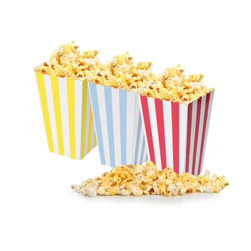 ZooYoo 12 Stück Popcorn Tüten Klein Rot Gelb und Blau - 5.5 * 7.5 * 10.5cm - für Geburtstag Party Deko,Baby Shower Party,Gender Reveal,Eine Babyparty von ZOOYOO