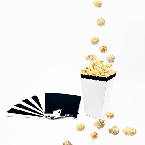 ZOOYOO 12 Stück Popcorn Tüten Klein Schwarz und Weiß - 5.5 * 7.5 * 10.5cm - für Geburtstag Party Deko,Baby Shower Party,Gender Reveal,Eine Babyparty von ZOOYOO