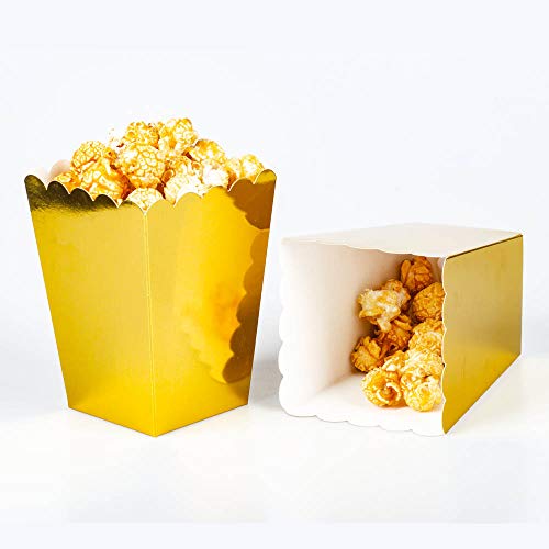 ZOOYOO 24 Stück Popcorn Tüten Klein Gold - 5.5 * 7.5 * 10.5cm - für Filmabend Kino Snack Retro Party Geburtstag Hochzeit Geschenk von ZOOYOO