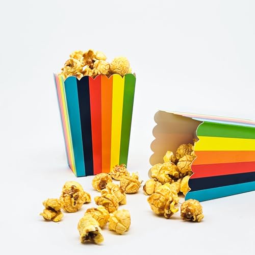 ZYOOO 12 Stück Popcorn Tüten Klein Bunt,Candy Bar Tüten,5.5 * 7.5 * 10.5cm,Snacks Süßigkeitenbehälter Partytüten für Party Geburtstag Hochzeit Geschenk faschingsdeko karnevalsdeko von ZOOYOO