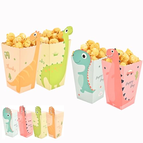 ZOOYOO 12 Stück Popcorn Tüten Klein Dinosaurier - 5 * 7 * 10.5cm - für Geburtstag Party Deko Jungs,Baby Shower Party,Gender Reveal,Eine Babyparty von ZOOYOO