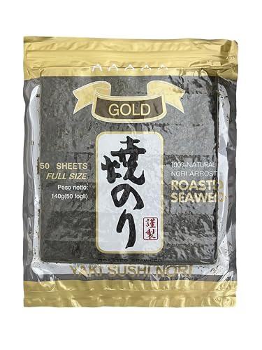 Getrocknete Nori-Algen für japanisches Sushi Gold, 1 Packung mit 50 Blatt (1 Pack) von ZSUN