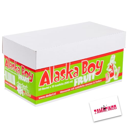 Alaska Boy Wassereis Fruit | VEGAN | 10 x 50ml (20er Karton) | Stangeneis für den Sommer, Einfrieren & genießen + Zama4Zingo Karte (Fruit) von Zama4Zingo