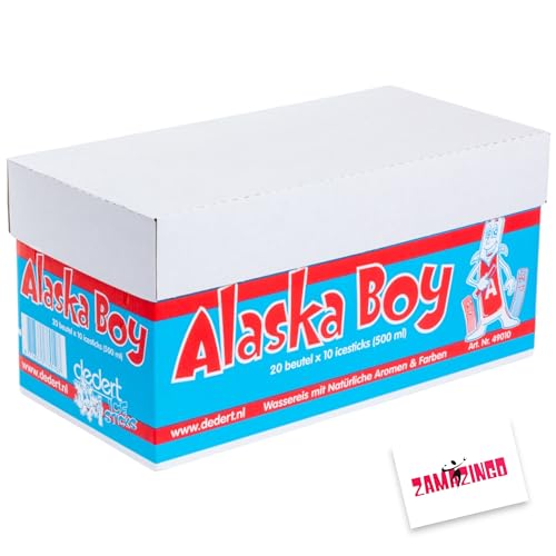 Alaska Boy Wassereis | VEGAN | 10 x 50ml (20er Karton Pack) | Stangeneis für den Sommer, Einfrieren & genießen + Zama4Zingo Karte (Wassereis Mix) von Zama4Zingo