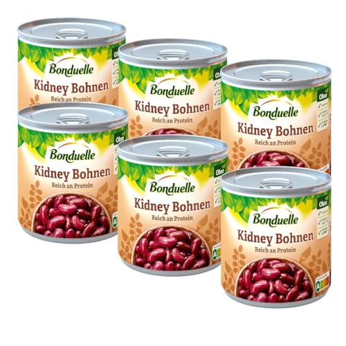 Bonduelle Kidney Bohnen 400g / 265ml (6er Pack) | Verzehrfertige Kindeybohnen reich an proteinen von Zama4Zingo