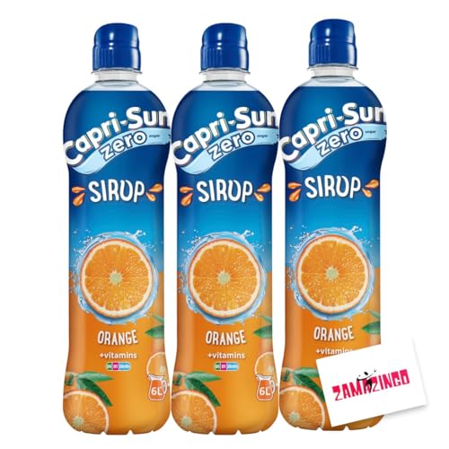 Capri-Sun Zero Orange Sirup Vegan Getränk 600ml (3er Pack) | mit Vitaminen B6, B1, Biotin + Zama4Zingo Karte von Zama4Zingo