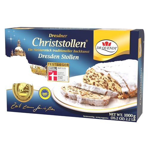 Dr. Quendt Dresdner Christstollen 1000g – Ein Meisterstück traditioneller Backkunst aus Dresden (1er Pack) von Zama4Zingo