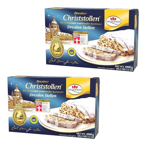 Dr. Quendt Dresdner Christstollen 1000g – Ein Meisterstück traditioneller Backkunst aus Dresden (2er Pack) von Zama4Zingo