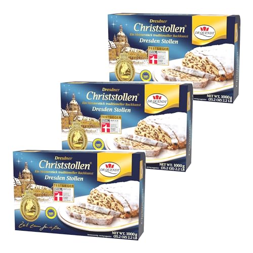 Dr. Quendt Dresdner Christstollen 1000g – Ein Meisterstück traditioneller Backkunst aus Dresden (3er Pack) von Zama4Zingo