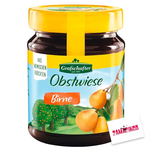 Grafschafter Obstwiese Apfelkraut | VEGAN | 320g - Glutenfrei & Laktosefrei | Erntefrische Früchte - Fruchtiger Brotaufstrich, Natürlich süß und lecker + Zama4Zingo Karte (Birne) von Zama4Zingo