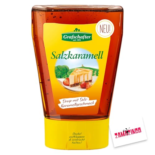 Grafschafter Salzkaramell Sirup 500g | Herzhaft-süß/salziger Brotaufstrich, Salted Caramell | Sirup mit Salz-Karamellgeschmack + Zama4Zingo Karte (1er Pack, Salzkaramell) von Zama4Zingo