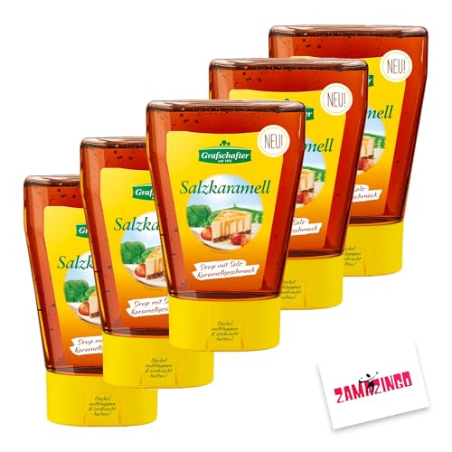 Grafschafter Salzkaramell Sirup 500g | Herzhaft-süßer Brotaufstrich, Salted Caramell | Sirup mit Salz-Karamellgeschmack 500g (5er Pack, Salzkaramell) von Zama4Zingo