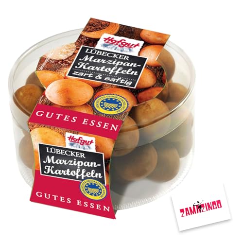 Hofgut Lübecker Marzipan Kartoffeln zart & saftig 250g | Weihnachtliche Kostbarkeit, für die Winterzeit ein gaumenschmaus + Zama4Zingo Karte (1er Pack) von Zama4Zingo