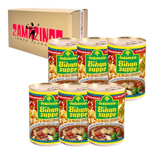 Indonesia Bihun Suppe 390ml | Pikante Glasnudelsuppe mit Hühnerfleisch (6er Pack, Bihunsuppe) von Zama4Zingo