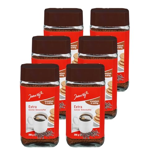 Jeden Tag Instant Kaffee Aromatisch & Kräftig 200g | Löslicher Starker Schwarzer Kaffe | Genießen Sie den vollmundigen Geschmack in jeder Tasse (Aromatisch & Kräftig, 6er Pack) von Zama4Zingo