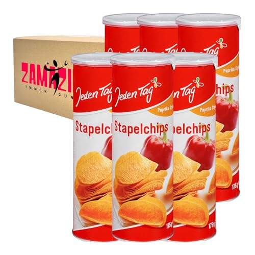 Jeden Tag Paprika Style Stapelchips 175g |Knusprige Kartoffeln mit süßlichem Paprikageschmack | Ideal als Snack & für Partys von Zama4Zingo