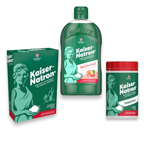 Kaiser Natron Haushalts Angebot | Natron Pulver 250g + Natron Tabletten 100g + Natron Spülmittel 500ml | für Küche und Haushalt, für die Großreinigung + Zama4Zingo Karte von Zama4Zingo