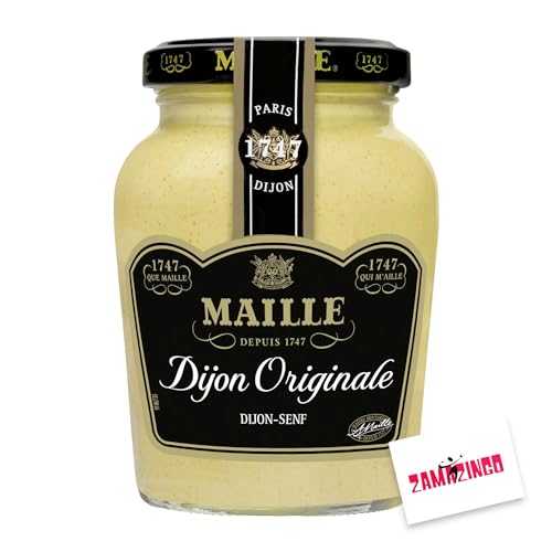 Maille Senf Dijon im Glas 215g (1er Pack) | Feinster Senf aus ganzen Senfkörnern, delikat mit Dijon Originale | Gourmets und Feinschmecker + Zama4Zingo Karte von Zama4Zingo