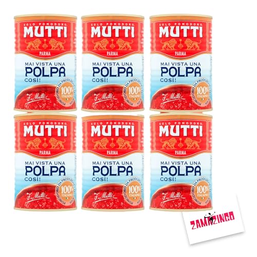 Mutti Polpa Feinstes Italienisches Tomaten Fruchtfleisch - 400g / 392ml - 6er Pack + Zama4Zingo Karte von Zama4Zingo