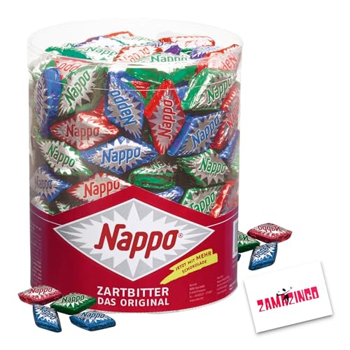 Nappo Zartbitter Das Original | einzelnt Verpackt | 177 Stück 1320g - Fasching, Wurfmaterial, Ideal zum verschenken + Zama4Zingo Karte von Zama4Zingo