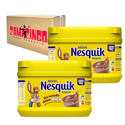 Nesquik Original Dose Kakaopulver 280g | Kakaopulver für den perfekten Schokodrink! | Für ein köstliches kakaohaltiges Getränkepulver (2er Pack) von Zama4Zingo