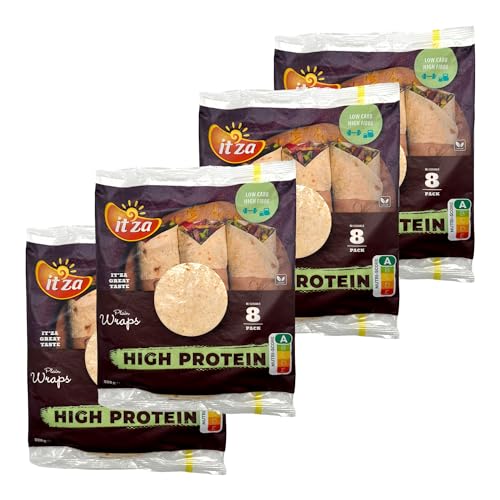 Protein Wraps Low Carb reich an Balaststoffe | VEGAN | 8 stk. 320g - | für Low Carb, Keto & Diabetiker | kebab, quesadilla, pizza (4er Pack) von Zama4Zingo