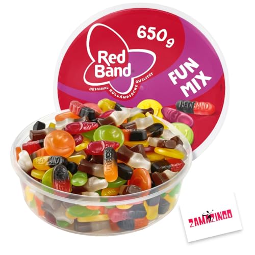 Red Band Fun Mix Fruchtgummi 650g | natürlichen Farbstoffen | Gemischter Geschmack für Naschkatzen | Teilen und Verschenken + Zama4Zingo Karte von Zama4Zingo