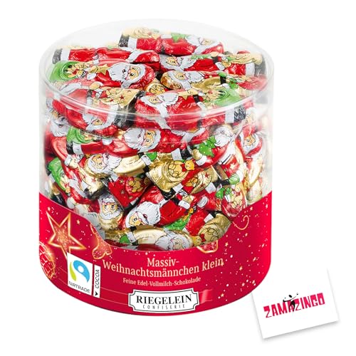 Riegelein Massiv Mini Weihnachtsmänner aus Feine Edel-Vollmilchschokolade Fairtrade 63 x 7,5g (472,5g) + Zama4Zingo Karte von Zama4Zingo