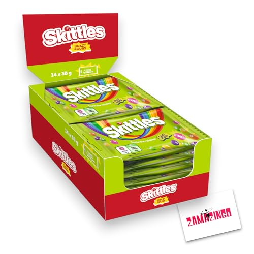 Skittles Crazy Sour Kaubonons | VEGAN | 14 x 38g (532g) (1er Pack, Sour Crazy) von Zama4Zingo