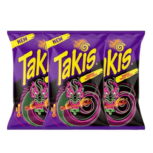 Takis Sweet Chili Hot Maischips mit süßem Chili Geschmack 100g (3er Pack) | Knusprige, frittierte gerollte Snacks | Pikant und würzig von Zama4Zingo