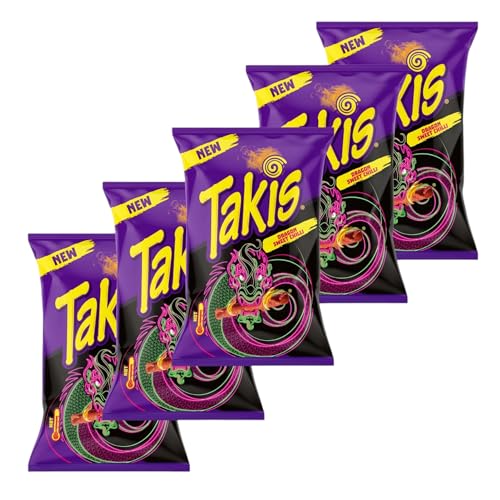 Takis Sweet Chili Hot Maischips mit süßem Chili Geschmack 100g (6er Pack) | Knusprige, frittierte gerollte Snacks | Pikant und würzig von Zama4Zingo