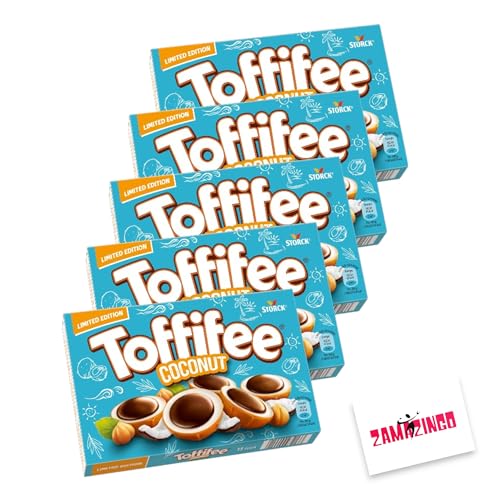 Toffifee Coconut Limited Edition 125g (5er Pack) | Die Haselnuss in Caramel mit einer leckeren Cocos-Creme Füllung + Zama4Zingo Karte von Zama4Zingo