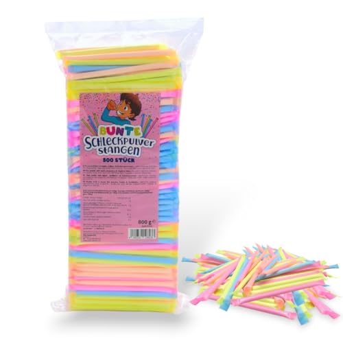 Wurfmaterial Brause pulver 500 stk. 800g | Karneval Bunte Schleckpulver stangen Neon Brausepulver | Karneval, Fasching & Partys | Süße Saurer Spaß Kinder & Erwachsene von Zama4Zingo