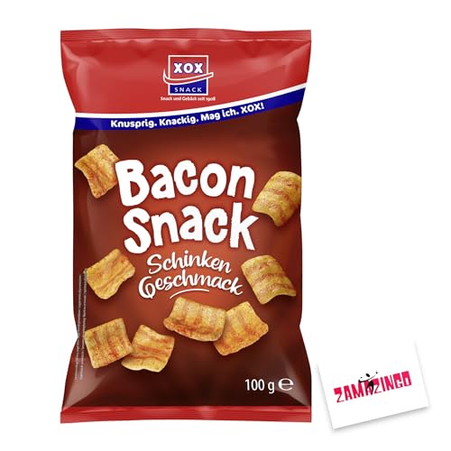 XOX Bacon Snack 100g | Knuspriger Genuss, herzhaft kräftiger Schinken Geschmack (1er Pack) von Zama4Zingo